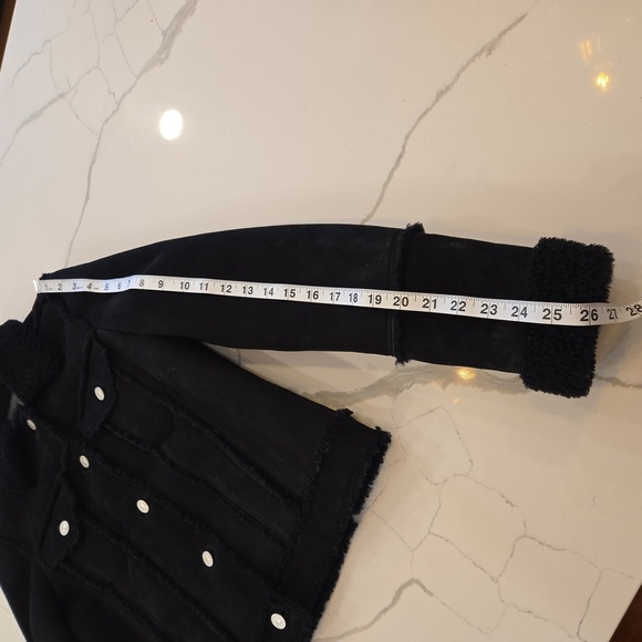 All Saints Kingsley Sherling Trucker Biker Jacket Black Size Small - Picture 15 of 15